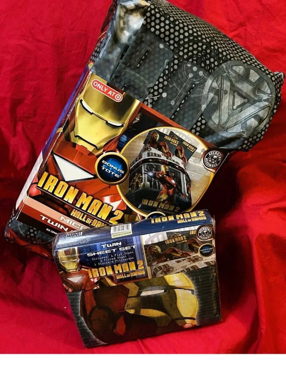 NEW~vtg TWIN size Comforter+Sheet Set~Marvel's Iron Man Superhero Avengers~4pc